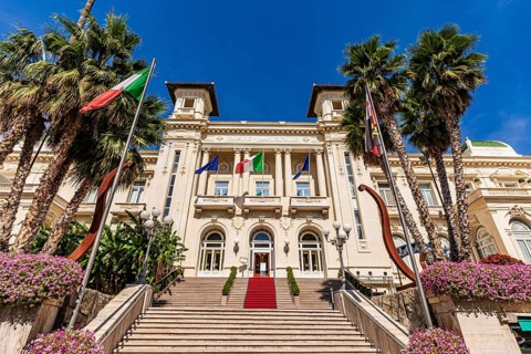 Exterior view of the casino, historic casino in Sanremo, San Remo, Imperia, Liguria, Italy, Europe