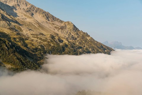 View from the Sustenpass High Alpine Road, close to the lake Steinsee