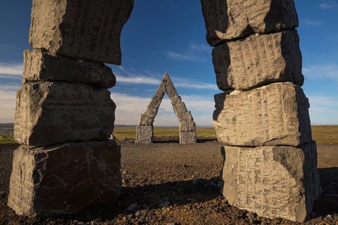 Arctic Henge, near Raufarhöfn, Iceland, It is inspired by the mythical world of eddic poem Völuspá