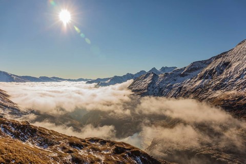 View from the Kaiser Franz-Josef Höhe on the Grossglockner High Alpine Road to the surrounding