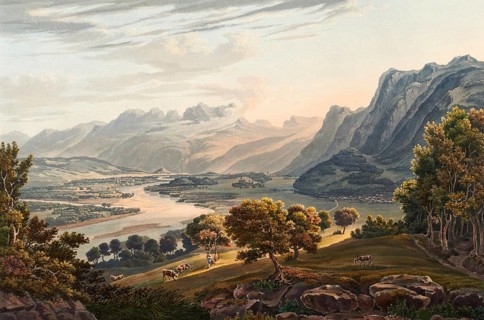 Confluence of the Ill and Rhine rivers, mouth of the Ill between Nofels and Meiningen at the