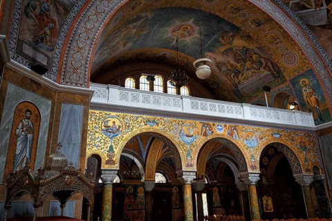 Neo-Byzantine church of Agios Andreas, interior view, Patras, Peloponnese, Western Greece, Greece,