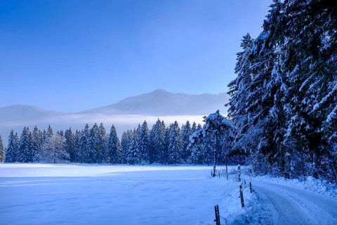 Jachenau near the Landerermühle, Jachenau, in winter, Tölzer Land, Upper Bavaria, Bavaria, Germany,