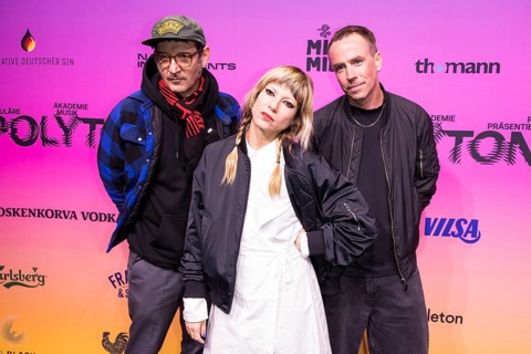 Andy Penn, Mieze Katz and Robert Bob Schütze from the band MIA. on the red carpet in front of the
