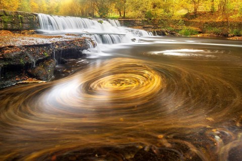Chrysopras weir waterfall on the Schwarza river in the Schwarzatal nature reserve between Bad