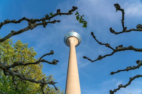 Rheinturm television tower, state capital Düsseldorf, North Rhine-Westphalia, Germany, Europe