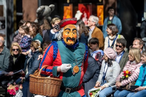 Participants dressed up as jesters from the guest canton of Schwyz, jesters' symposium of the