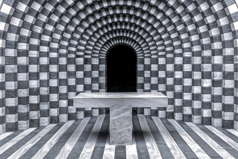 Chiesa di San Giovanni Battista, interior view, architect Mario Botta, Mogno, near Fusio,