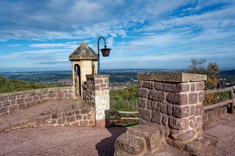 View from Wartburg Castle. The castle near Eisenach, in the north-western Thuringian Forest, was