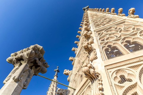 Neo-Gothic tower of St Aegidien Church in Oschatz, Saxony, Germany, Europe