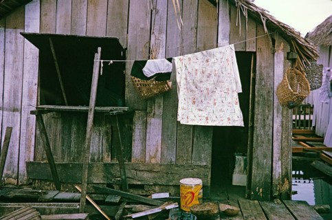 Detail of a building in the informal housing estate known as the floating city, Manaus, Brazil