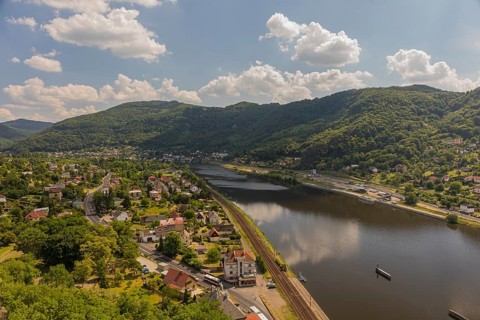 Strekov Castle (German: Schreckenstein) is perched atop a cliff above the River Elbe, near the city
