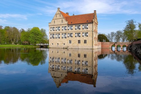 Moated castle Hülshoff, Havixbeck, Münsterland, North Rhine-Westphalia, Germany, Europe