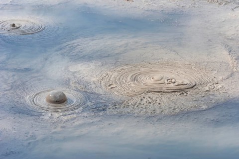 Hot bubbling mud, Waiotapu Thermal Park, Waiotapu, Rotorua, Bay of Plenty, North Island, New