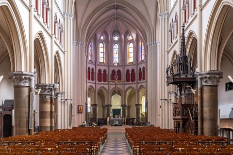 Interior of the Saint Pierre church in Calais, France, Europe