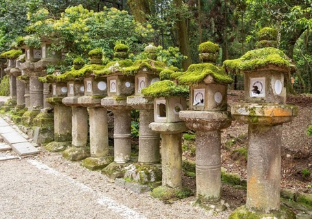 Stone lanterns, Kasuga-taisha shrine, Nara, Japan, Asia