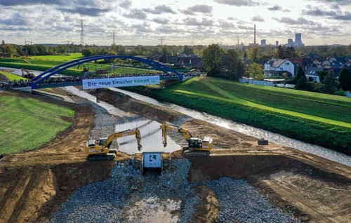 Dinslaken, Voerde, North Rhine-Westphalia, Germany, Inauguration of the new Emscher estuary into