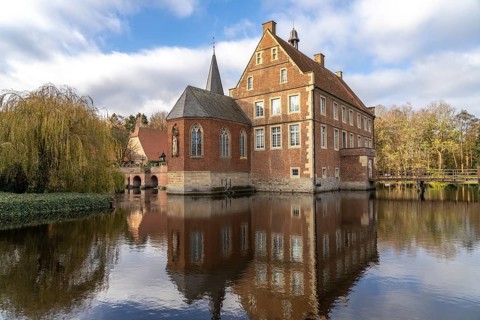 Burg Hülshoff, Havixbeck, Münsterland, North Rhine-Westphalia, Germany, Europe