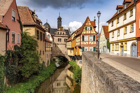 Malerwinkelhaus and Main Gate in Marktbreit, Lower Franconia, Bavaria, Germany, Europe