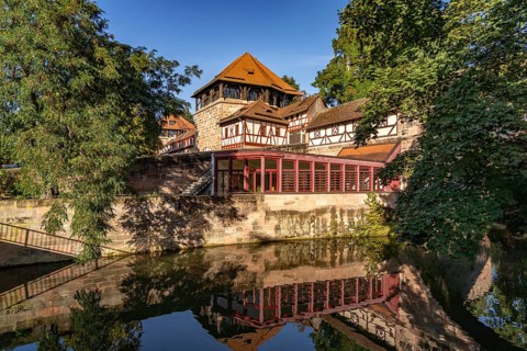 Tratzenzwinger tower on the Pegnitz in Nuremberg, Bavaria, Germany, Europe