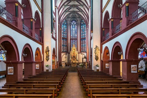 Interior of the Catholic Church of Our Lady in Koblenz, Rhineland-Palatinate, Germany, Europe
