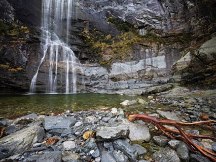 Cascata Grande waterfall, Bignasco, Maggia Valley, Canton Ticino, Switzerland, Europe