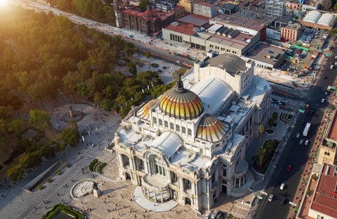 Mexico City, Landmark Palace of Fine Arts, Palacio de Bellas Artes in Alameda Central Park near