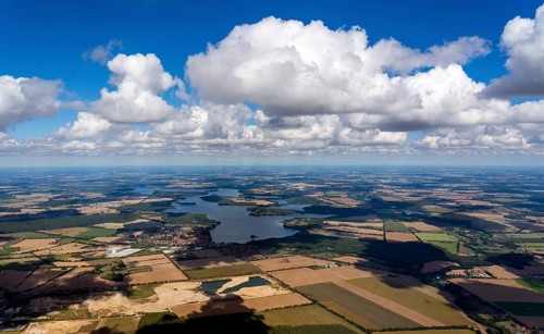 Aerial photo, Schaalsee biosphere reserve, Zarrentin