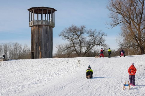 Recklinghausen, North Rhine-Westphalia, Germany - Sunny winter landscape in the Ruhr area, Emscher