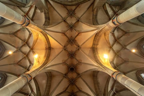 The Gothic choir vault in the Protestant parish church of St Michael, Schwäbisch Hall,