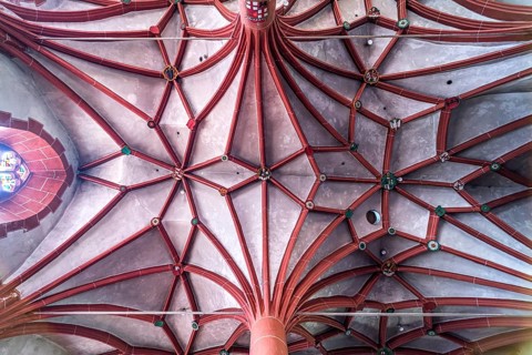 Star vault in the interior of the Catholic parish church of St Martin in the Ediger district,