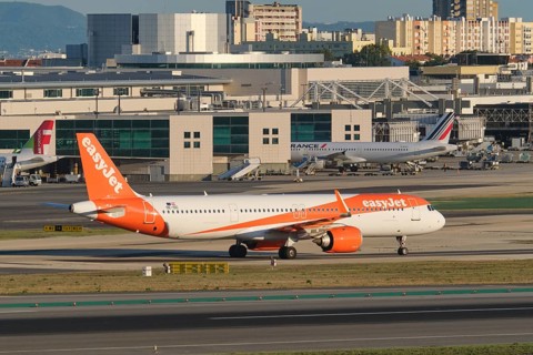 Lisbon, Portugal - September 2, 2023: easyJet Airbus A321-251NX passenger plane taxi on runway in
