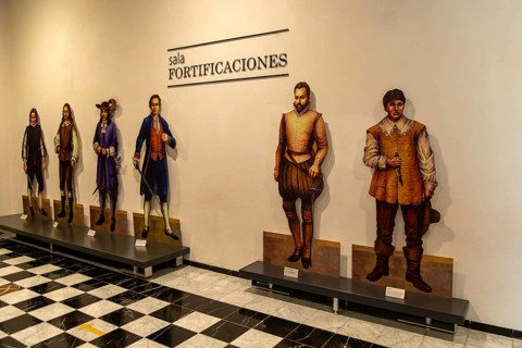 Interior of city museum, Campeche city, Campeche State, Mexico images of Spanish colonial military