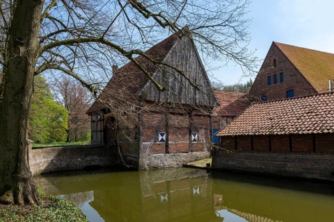 Historic Gräftenhof Haus Runde, Billerbeck, Münsterland, North Rhine-Westphalia, Germany, Europe