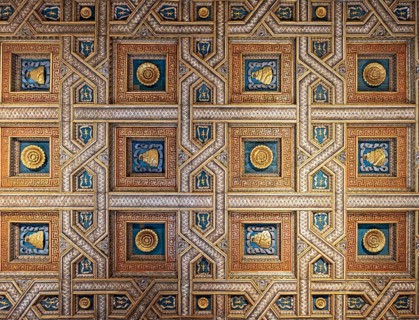 Coffered ceiling, Hall of Horses, Salla dei Cavalli, Te Palace, Palazzo del Te, Mantova, Mantua,