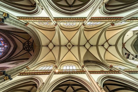 Ceiling in the interior of the Catholic Church of St Viktor in Xanten, Lower Rhine, North