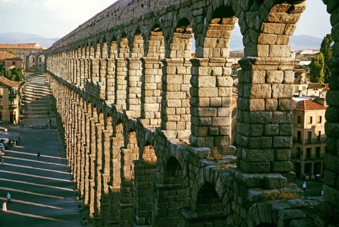 Roman aqueduct Segovia, Castile and León region, Spain 1964