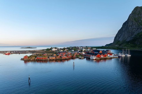 Rorbuer cabins in the village of Reine, Reinefjord, Lofoten, Norway, Europe