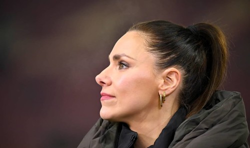 ARD presenter Esther Sedlaczek portrait, DFB Cup, MHPArena, MHP Arena Stuttgart, Baden-Württemberg,