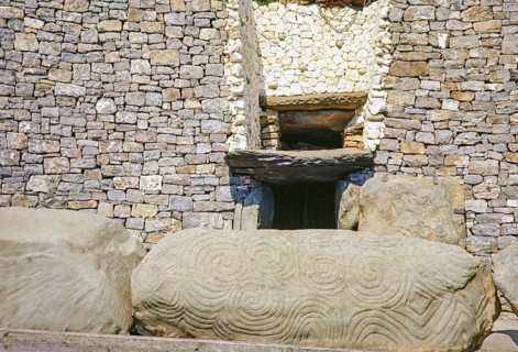 Reconstruction of the Neolithic passage tomb at Newgrange, County Meath, Republic of Ireland, c.
