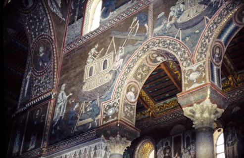Religious wall paintings in the Norman cathedral of Monreale, Cathedral of Monreale, near Palermo,