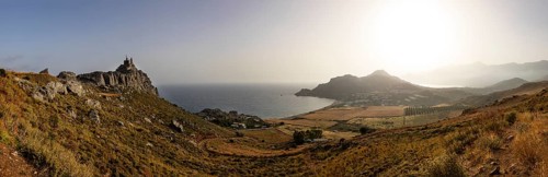 Drone image, Holy Church of Agios Paision near Plakias, south coast, Crete, Greece, Europe