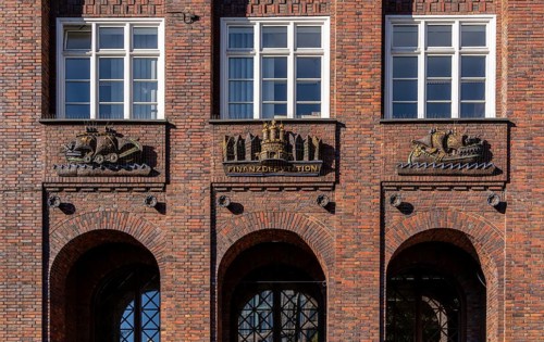 Historic façade of the Finance Directorate on Gänsemarkt, Hamburg, Germany, Europe