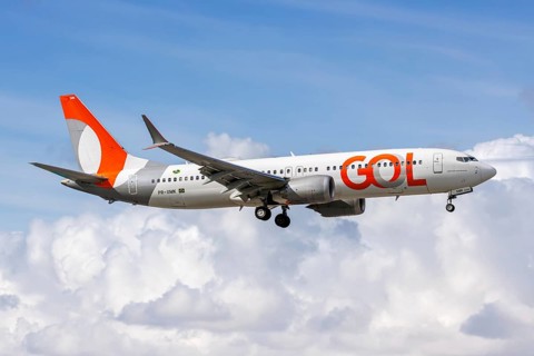 A GOL Boeing 737-8 MAX aircraft with the registration PR-XMK at Miami Airport, USA, North America