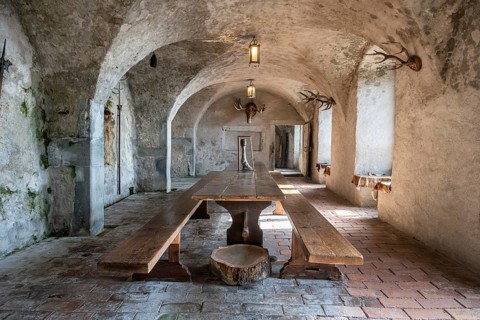 Knights' Hall in the historic Meersburg Castle, museum, place of interest, Lake Constance, Lake