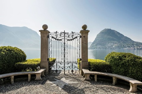 Lakeside promenade, spring, Lugano, Lake Lugano, Lago di Lugano, Ticino, Switzerland, Europe