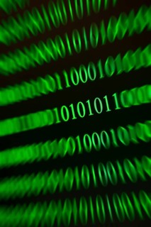 Diagonal green binary numbers with speed effect, digital data flood