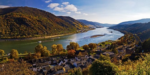 View of Bacharach on the Rhine in autumn, UNESCO World Heritage Upper Middle Rhine Valley,