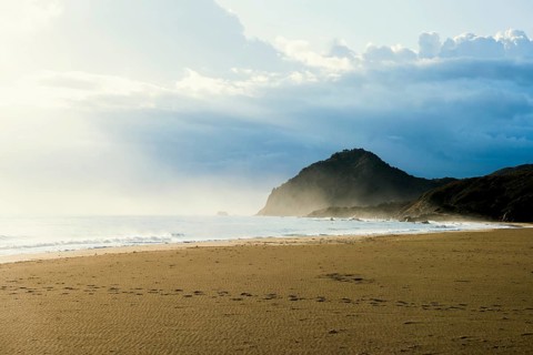 Lonely beach, Spiaggia Feraxi, sunrise, Capo Ferrato, Muravera, Province of Cagliari, Sardinia,