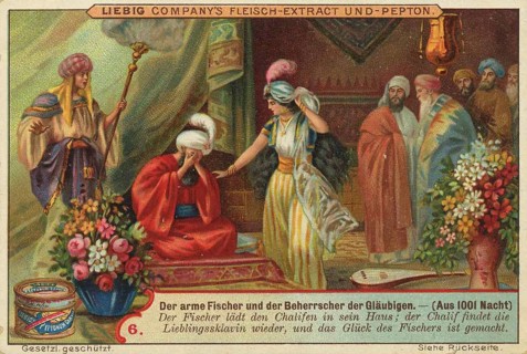 Picture series Fairy tale scenes from 1001 nights, the poor fisherman and the ruler of the